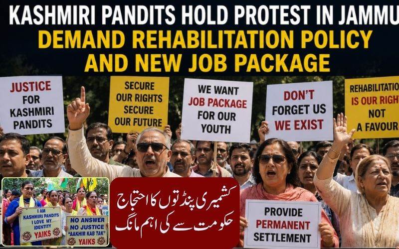 کشمیری پنڈتوں کا جموں میں احتجاج، بحالی کی پالیسی اور نئے جاب پیکج کا مطالبہ